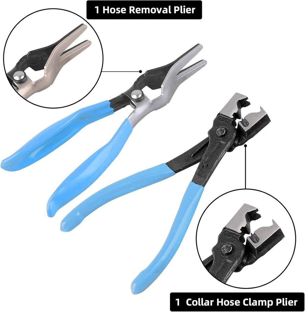 9x Flexible Hose Clamp Clip Pliers Set Swivel Jaw Flat Angled Band Remover Tool