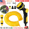 Coil Hose Water Hoses Coiled Boat Hose Retractable With Spray Nozzle 10 Modes