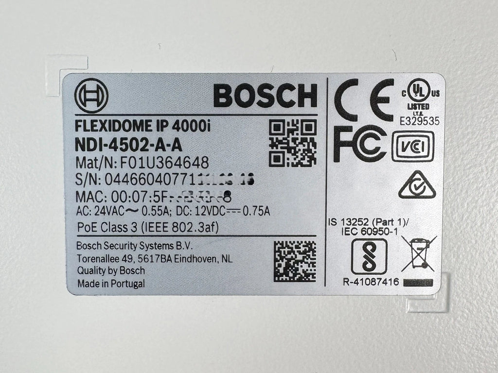 Bosch FLEXIDOME IP 4000i NDI-4502-A-A 2MP 3-10MM Auto AMZ Security Dome Camera