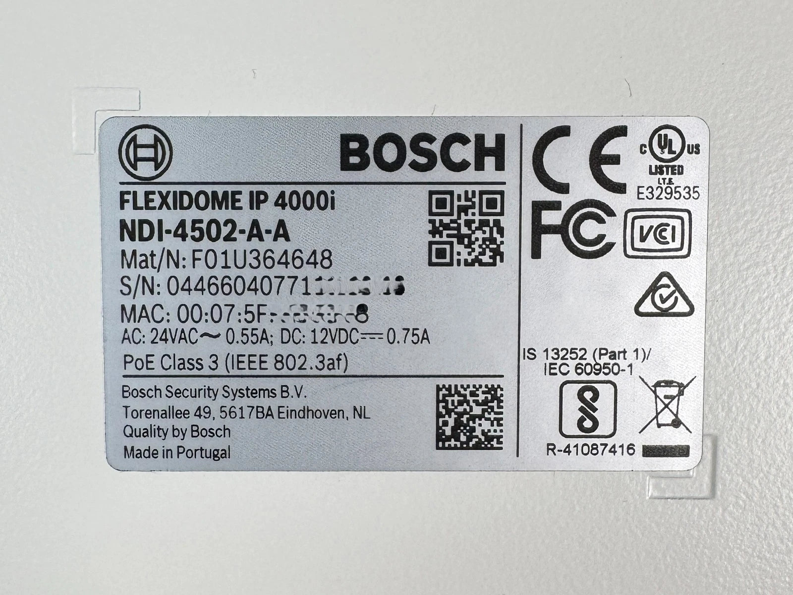Bosch FLEXIDOME IP 4000i NDI-4502-A-A 2MP 3-10MM Auto AMZ Security Dome Camera