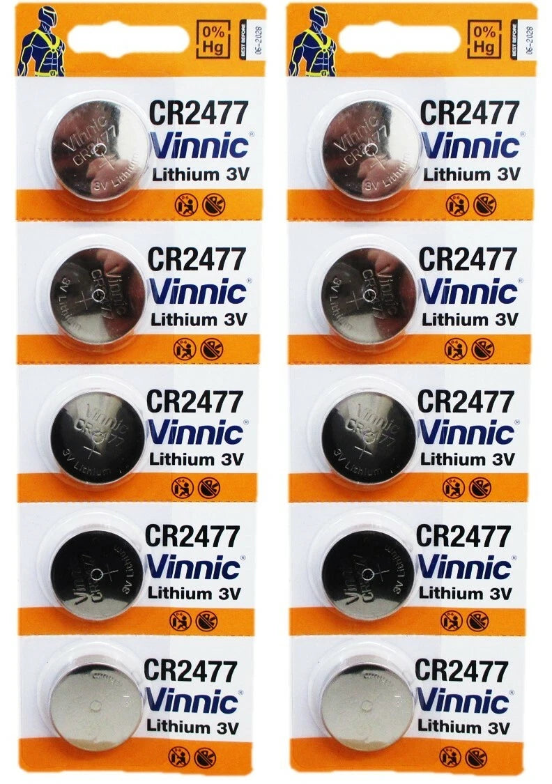 10 Vinnic CR2477 3V Lithium Cell Batteries EXP. 2028
