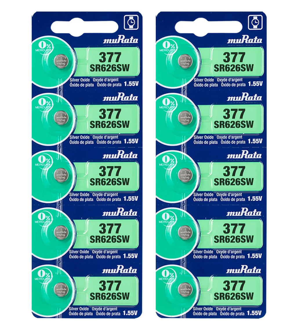 10 NEW MURATA / SONY 377 SR626 SR626 V377 SilverOxide Watch Battery SR66 TR626W