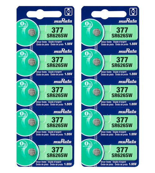 10 NEW MURATA / SONY 377 SR626 SR626 V377 SilverOxide Watch Battery SR66 TR626W
