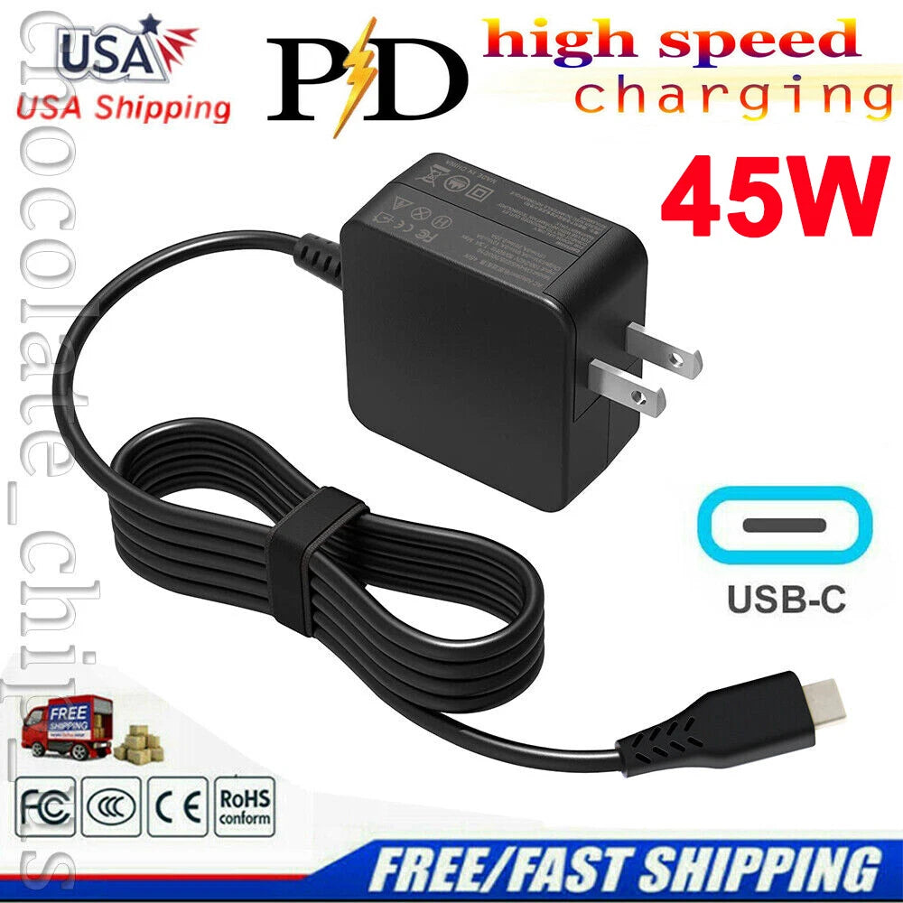 45W USB C Type C Power Charger for HP Chromebook Lenovo/Acer/Asus/Samsung Laptop