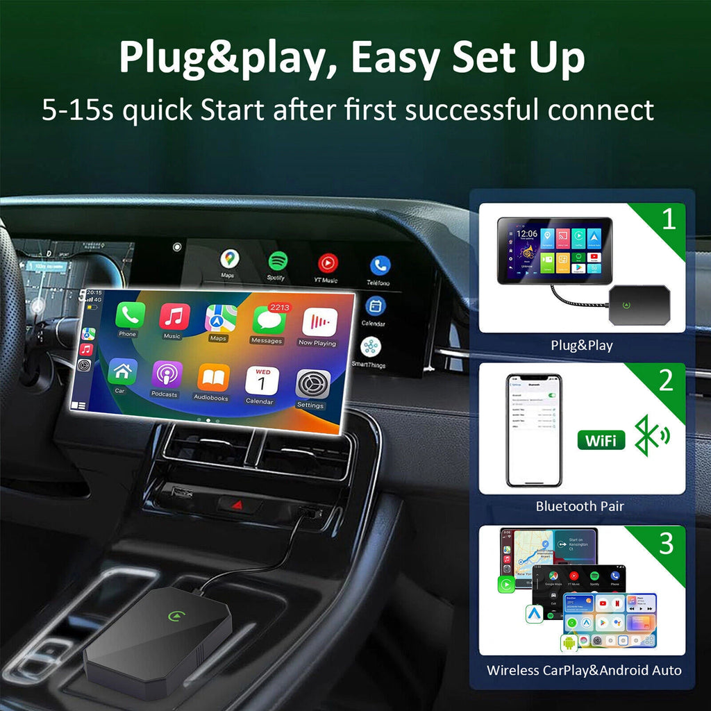 ?2in 1 Wireless CarPlay Adapter Android Auto Adapter USB Dongle Plug & Play FAST