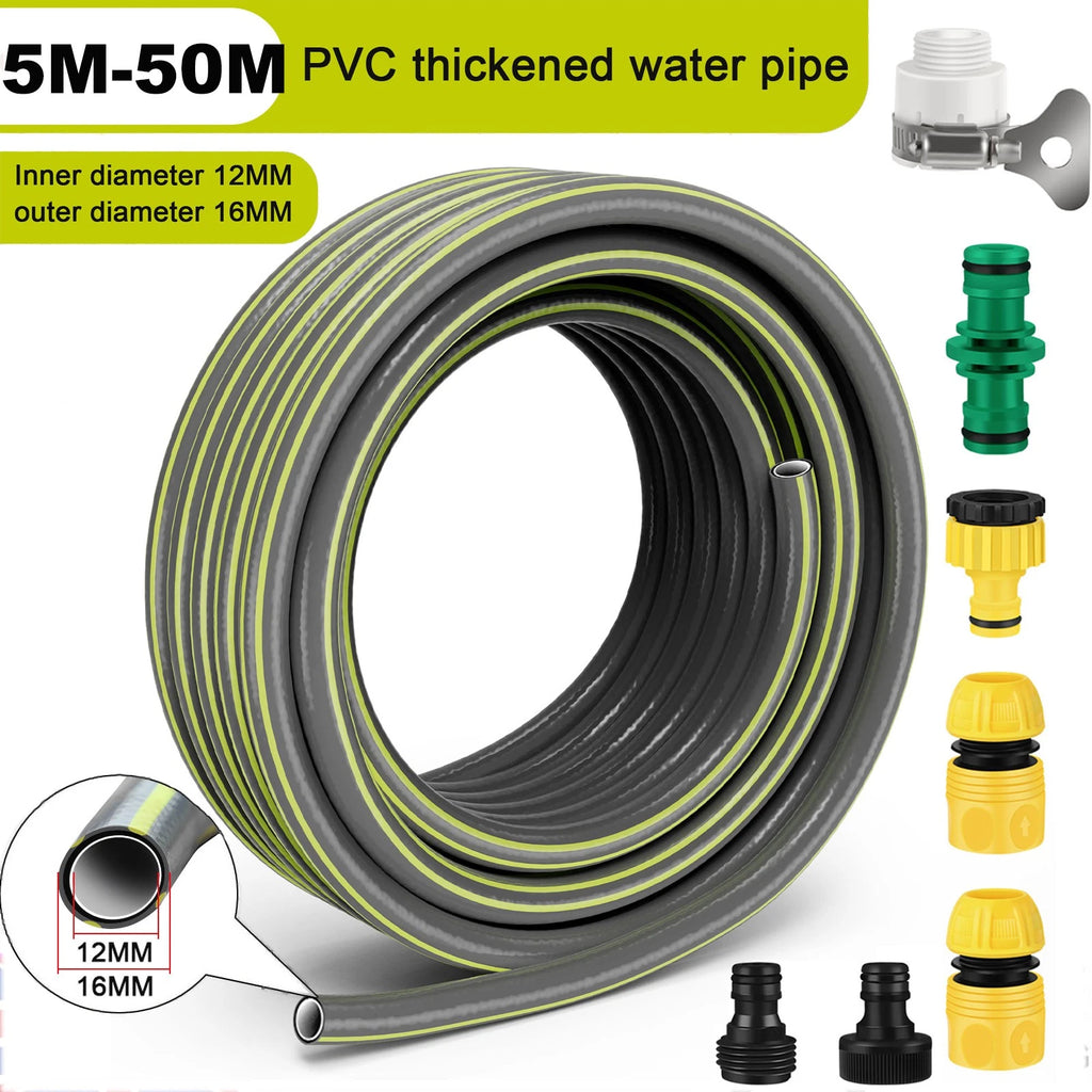 10M-50M PVC Garden Hose Pipe Reinforced Braided Outdoor Watering Hosepipe Reel