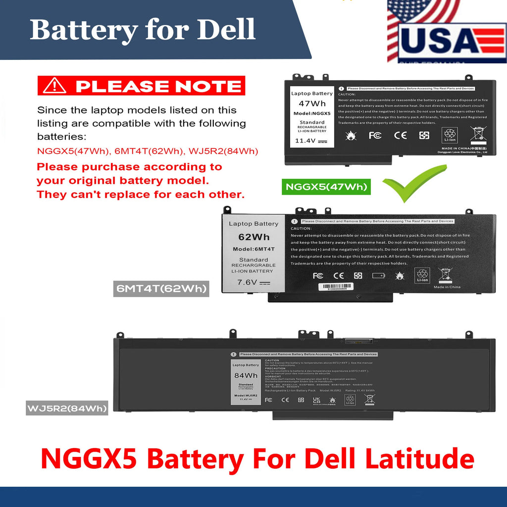 NGGX5 Battery For Dell Latitude 12 E5270 14 E5470 5470 15 E5570 5570 Series