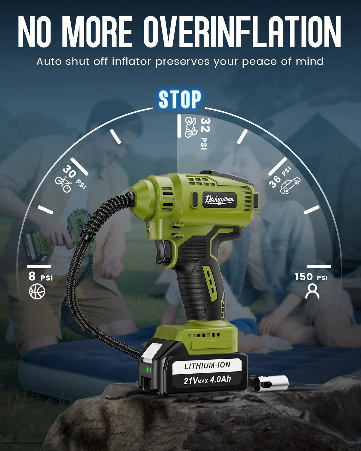 160PSI Cordless Tire Inflator Portable Air Compressor Car Air Tire Pump Digital