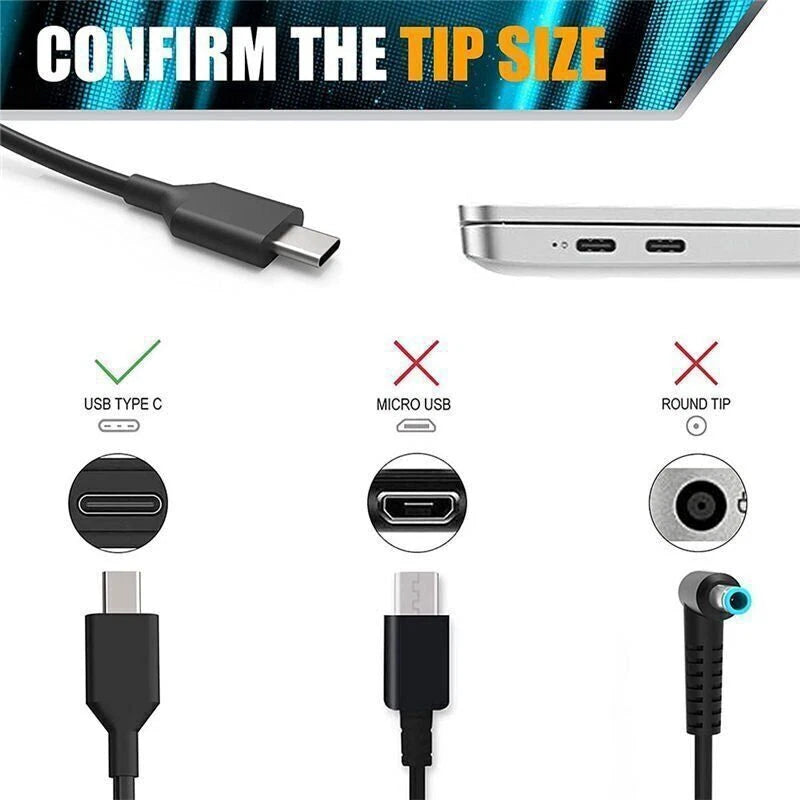 USB AC Adapter Charger for Dell Latitude 5420 5520 7520 3320 3420 3520 Laptop