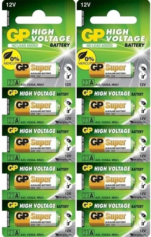 10 PCS FRESH GP A23 23A/A23/E23A/GP23A/MN21 12V Alkaline Battery FRESH EXP 2021