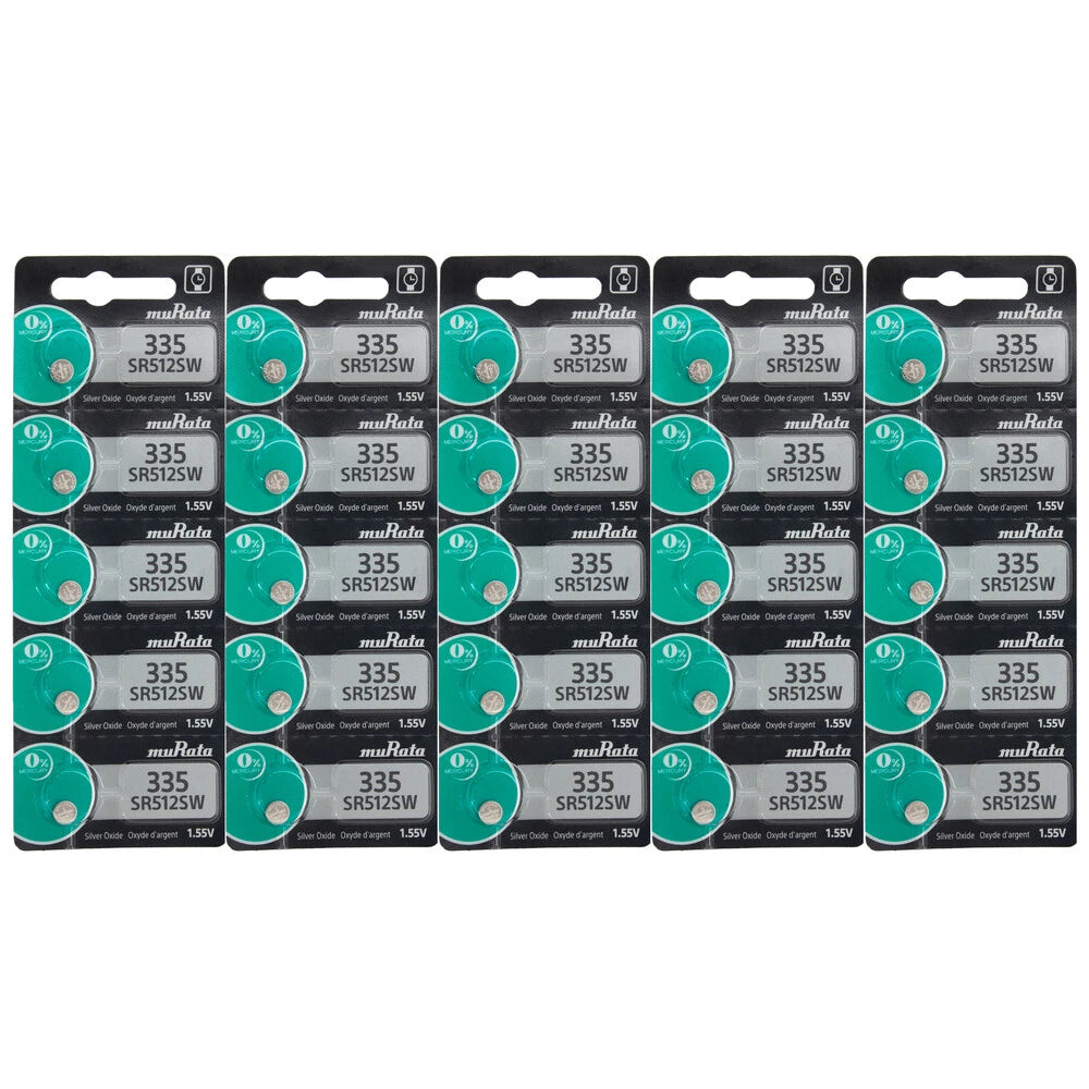 Murata 335 (SR512SW) 1.55V Silver Oxide 0%Hg Mercury Free Watch Battery 25 count