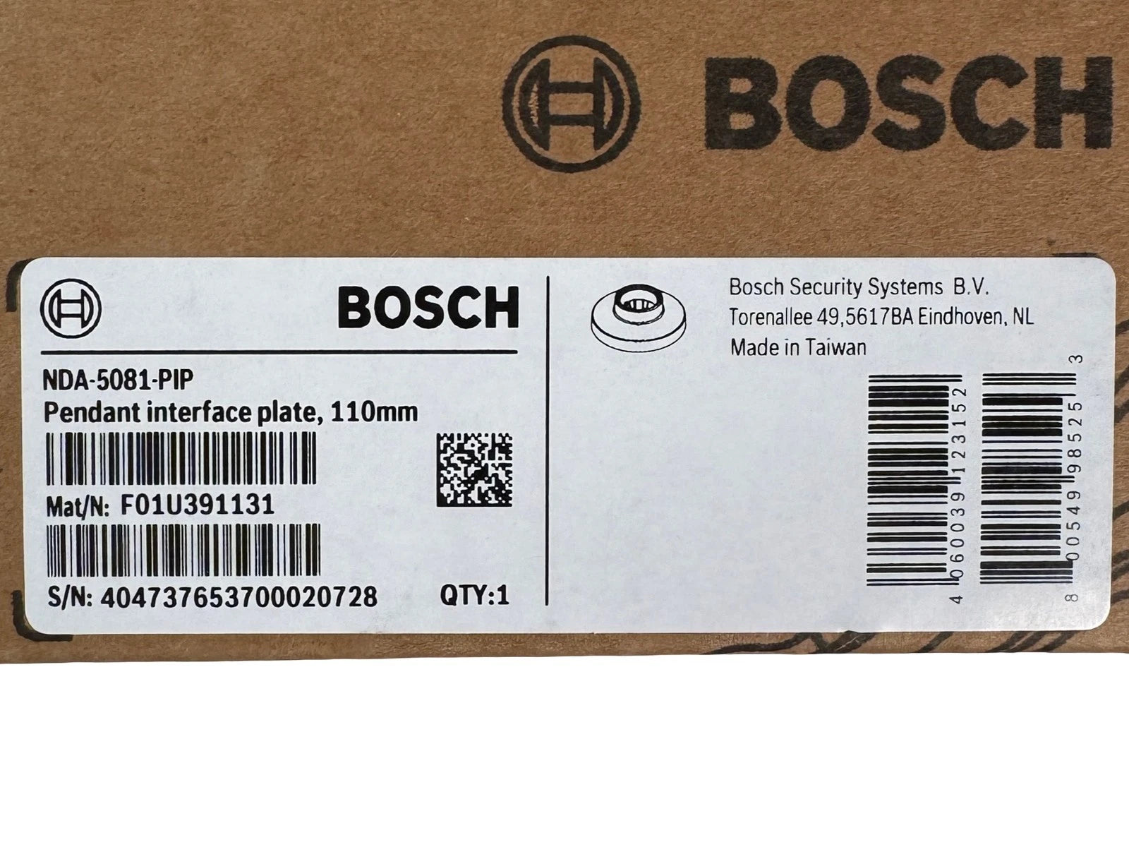 NEW Bosch NDA-5081-PIP Pendant interface plate 110mm/w F01U391131
