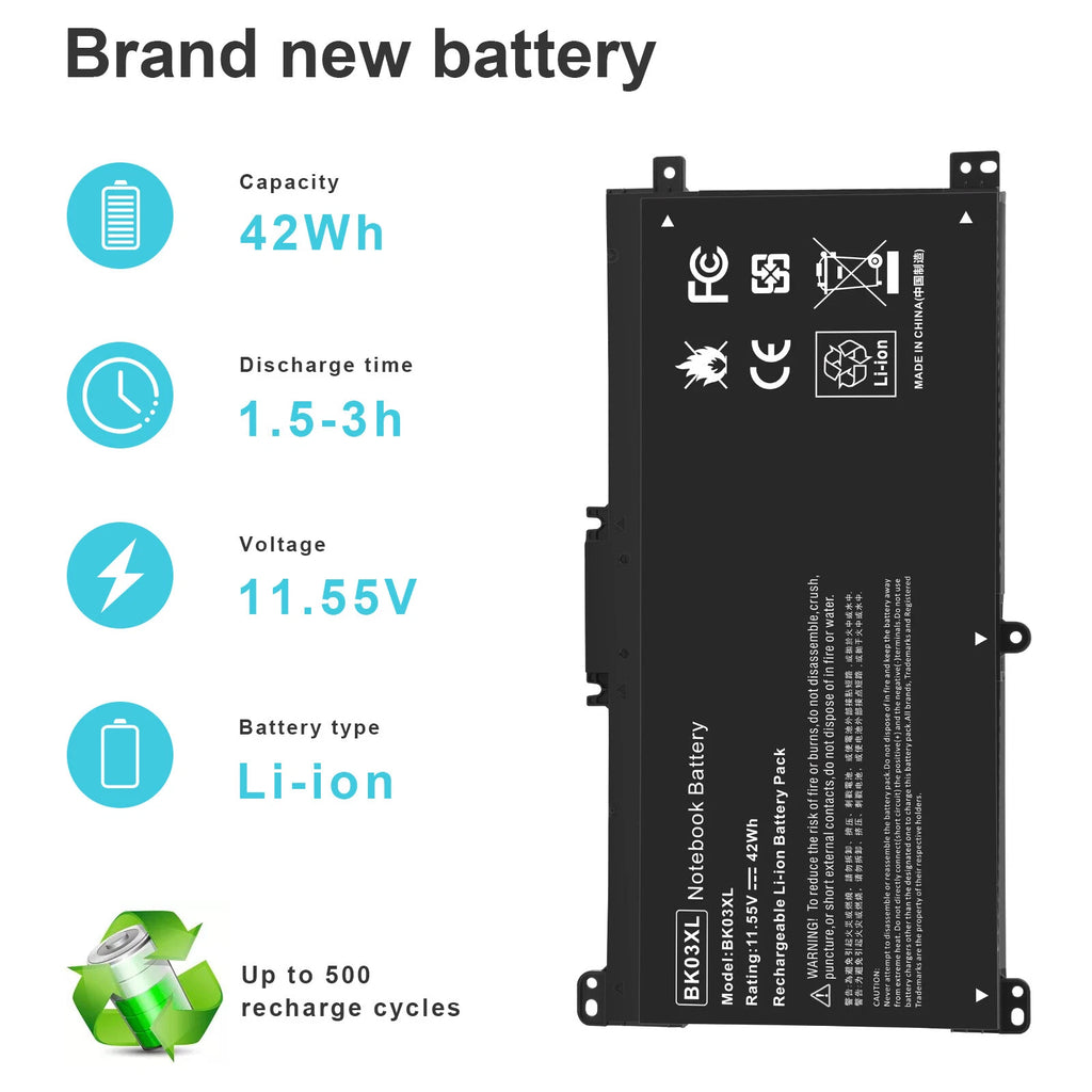 Battery BK03XL For HP Pavilion x360 14-BA 14M 916366-421 916366-541 916811-855