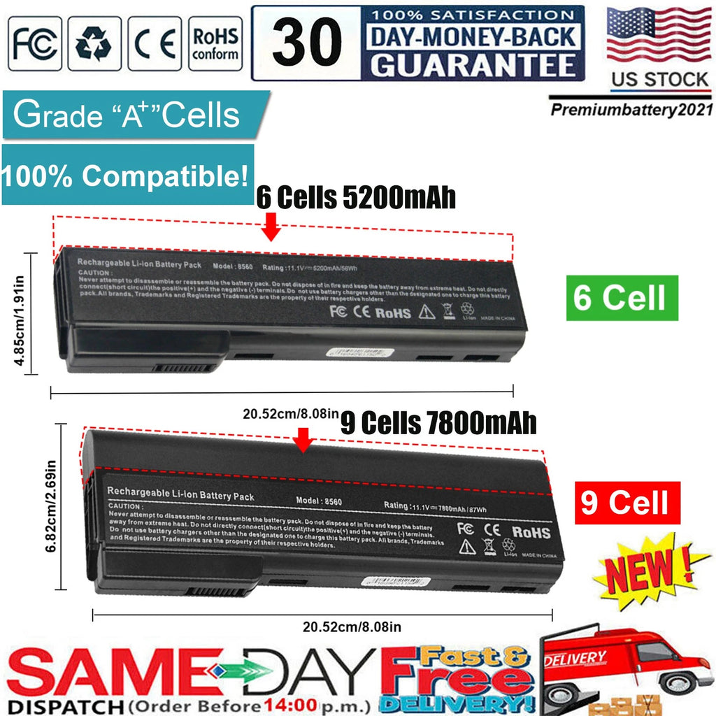 ?Battery for HP EliteBook 8460W 8460P 8560P 8470P ProBook 6560b 6460b 6360b CC06