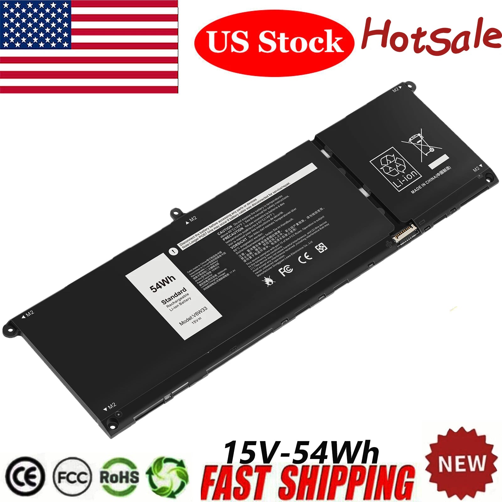 54Wh 15V V6W33 Battery For Dell Inspiron 3510 3511 3515 5310 5410 5418 5510 5515