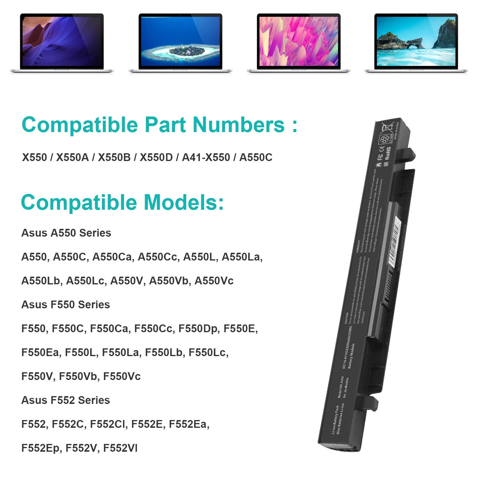 Battery For Asus X550L A41-X550 A41-X550A X550 X550B X550C X550V X552 X452 P450