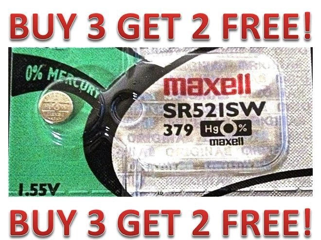 379 MAXELL WATCH BATTERIES SR521SW SR521 V379 NEW BUY 3 GET 2 FREE!!