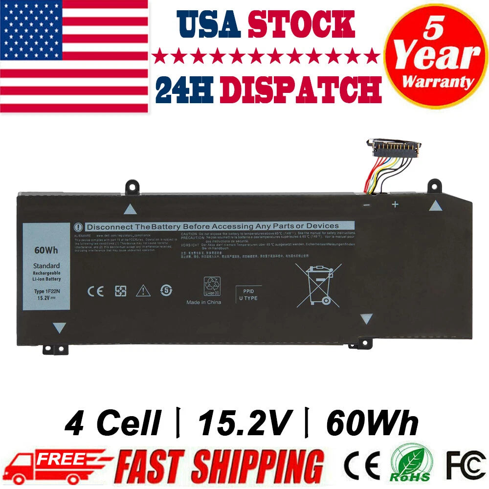 For Dell 1F22N Alienware M15 15.2V 60Wh HYWXJ Li-ion Laptop Battery