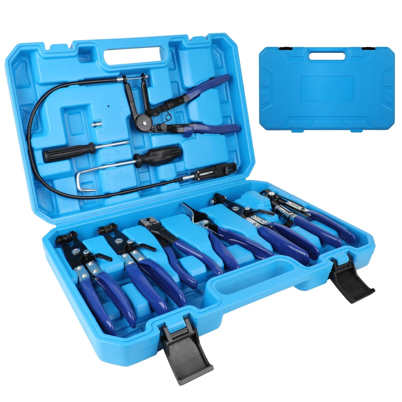 9pc Wire Hose Clamp Clip Pliers Set Swivel Jaw Fuel Oil Water Hose Auto Tool Kit
