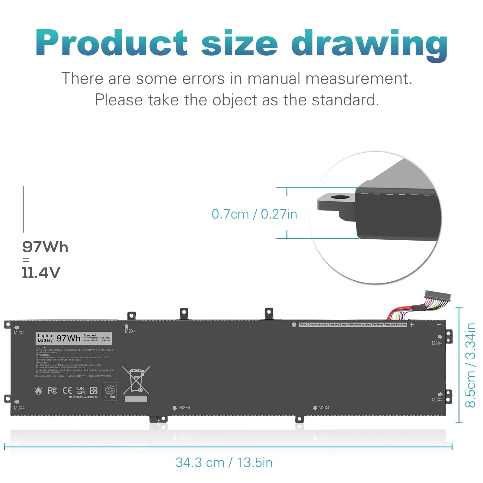 6GTPY/H5H20 Battery for Dell XPS 15 9570 9560 9550 7590 Precision 5530 5520 5510