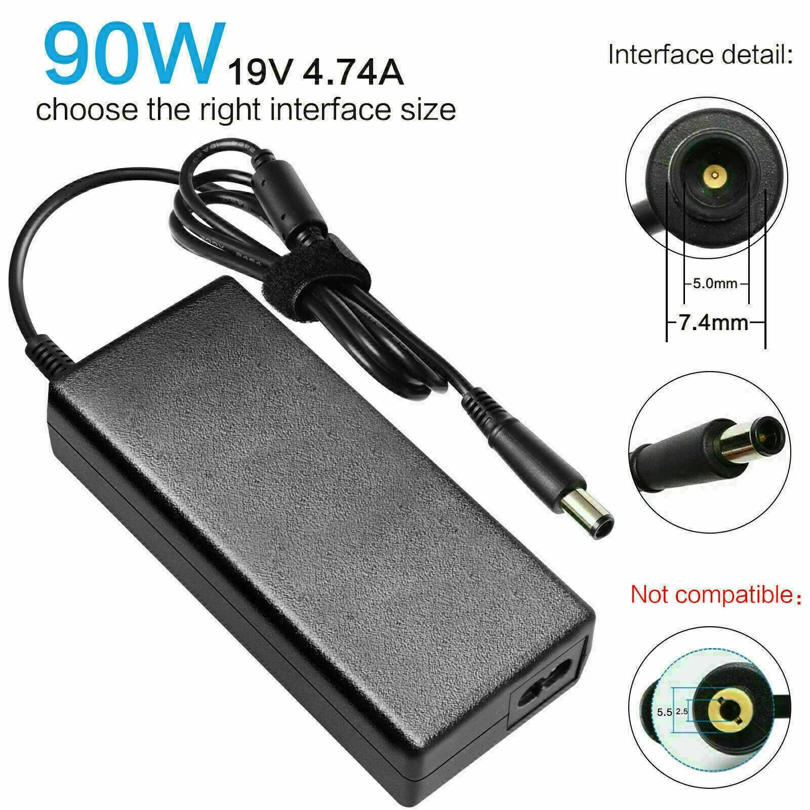 90W Adapter Laptop Charger for HP Elitebook 8470p 8460p 8440p 8460w 8560w 8570wp
