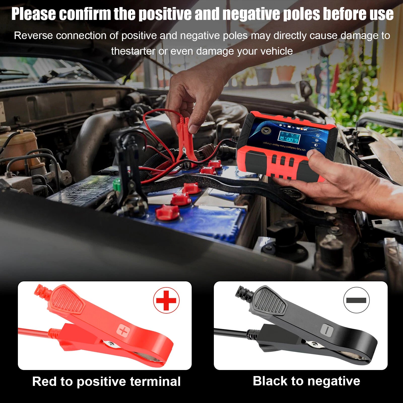 12V/6A Car Battery Charger Smart Automatic Pulse Repair Trickle Charger AGM GEL