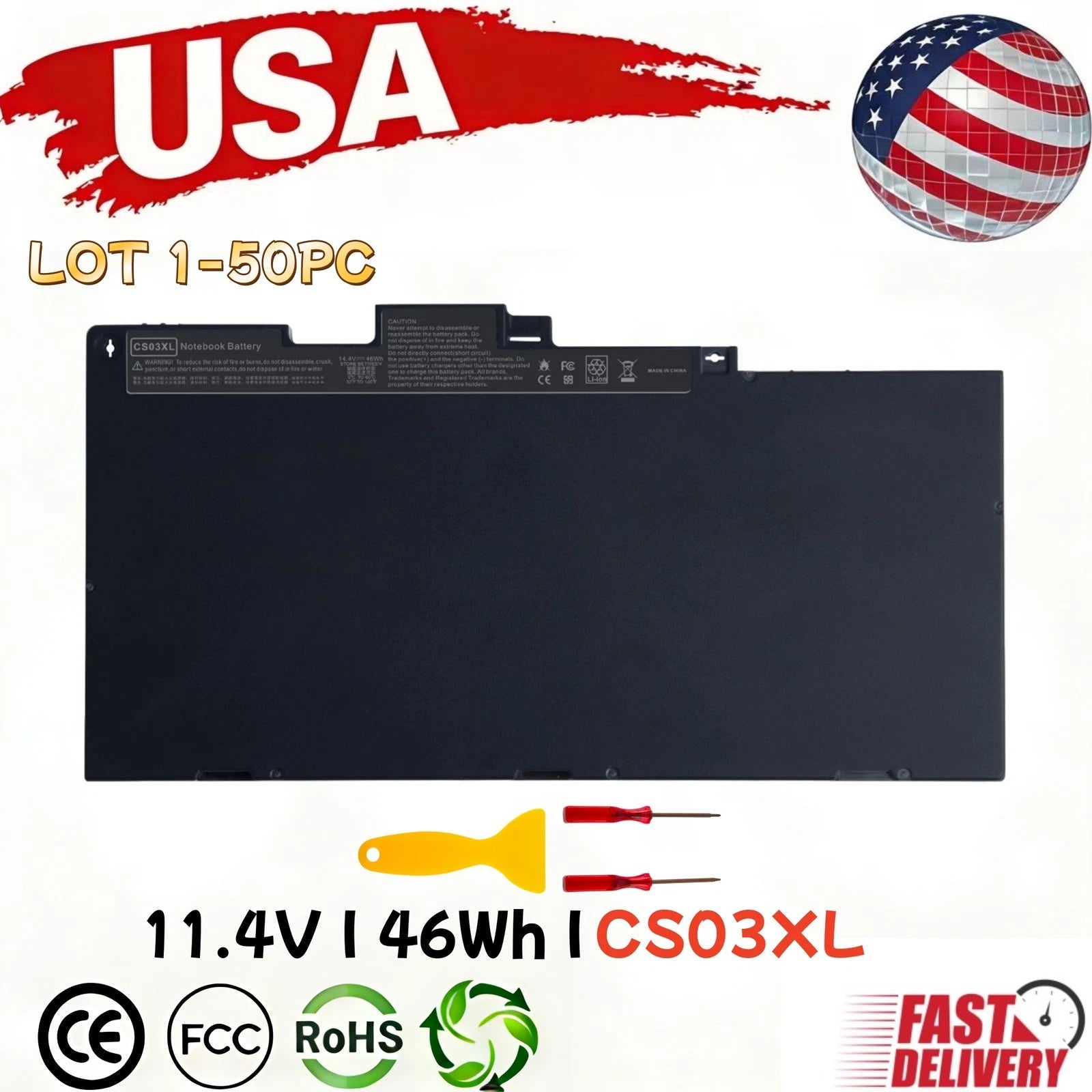 ?LOT 50PC Battery CS03XL for HP Elitebook 745 755 840 850 G3 G4 800513-001 46Wh