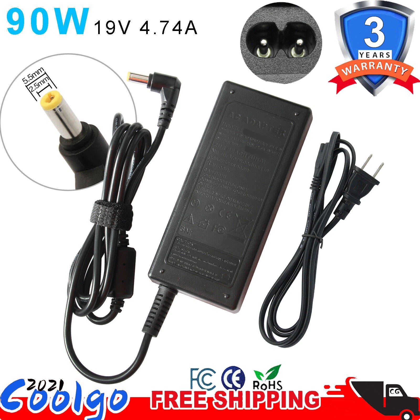 90W AC Adapter Charger for Toshiba Satellite C655 C675 C850 C855 PA5035U-1ACA US