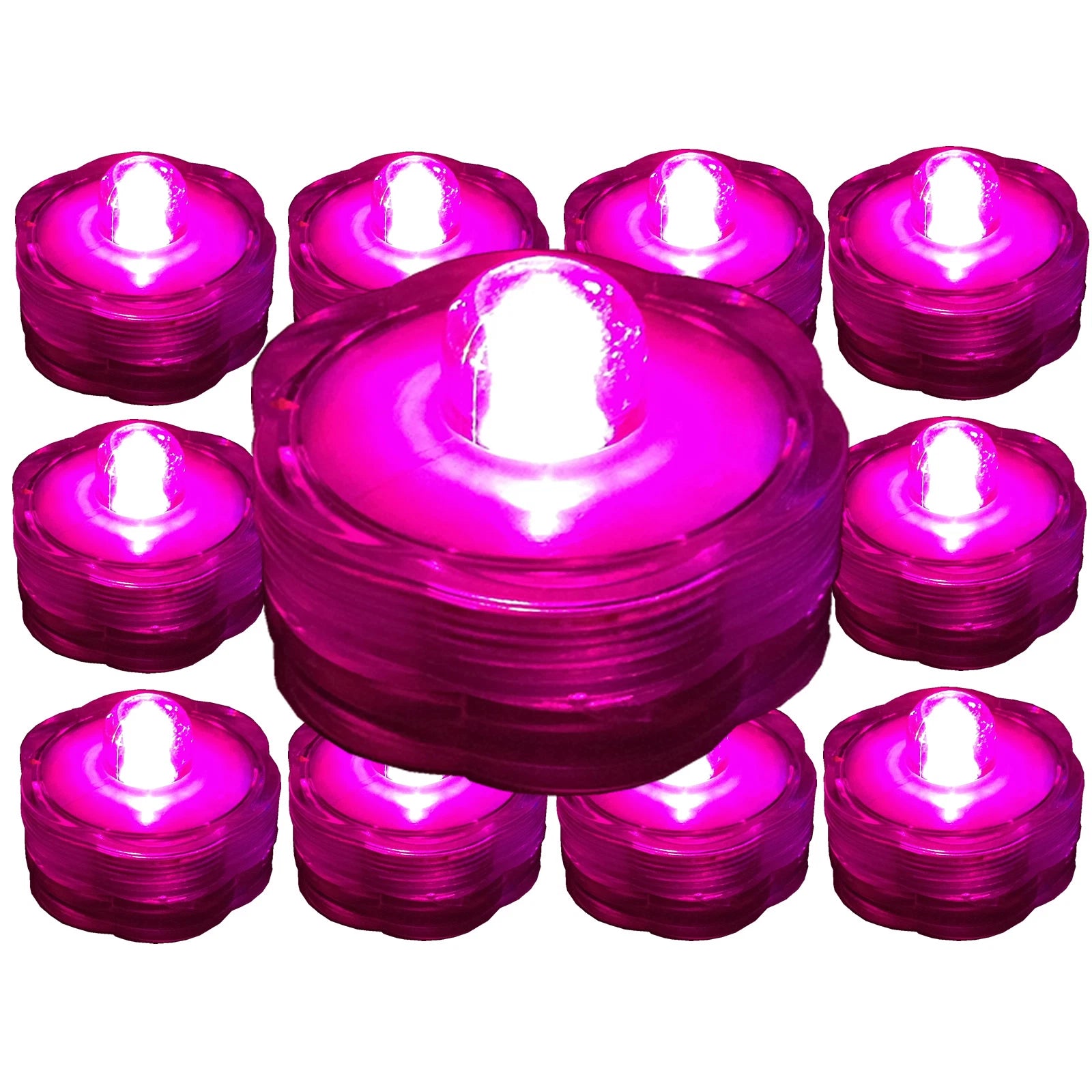 PINK Submersible Waterproof Underwater Wedding Battery LED Tea Light 10 Pack
