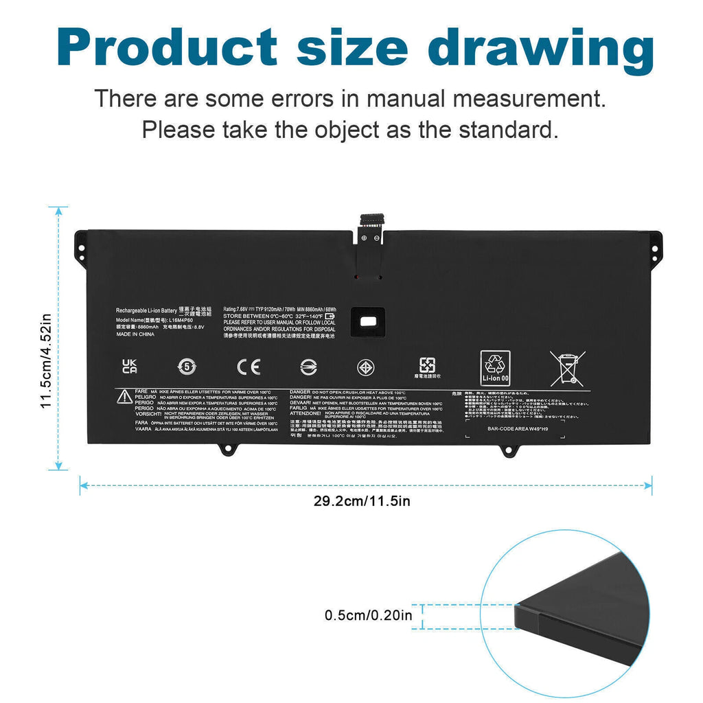 Battery L16M4P60 L16C4P61 For Lenovo Yoga 920 920-13IKB Flex Pro-13IKB 70W 7.68V