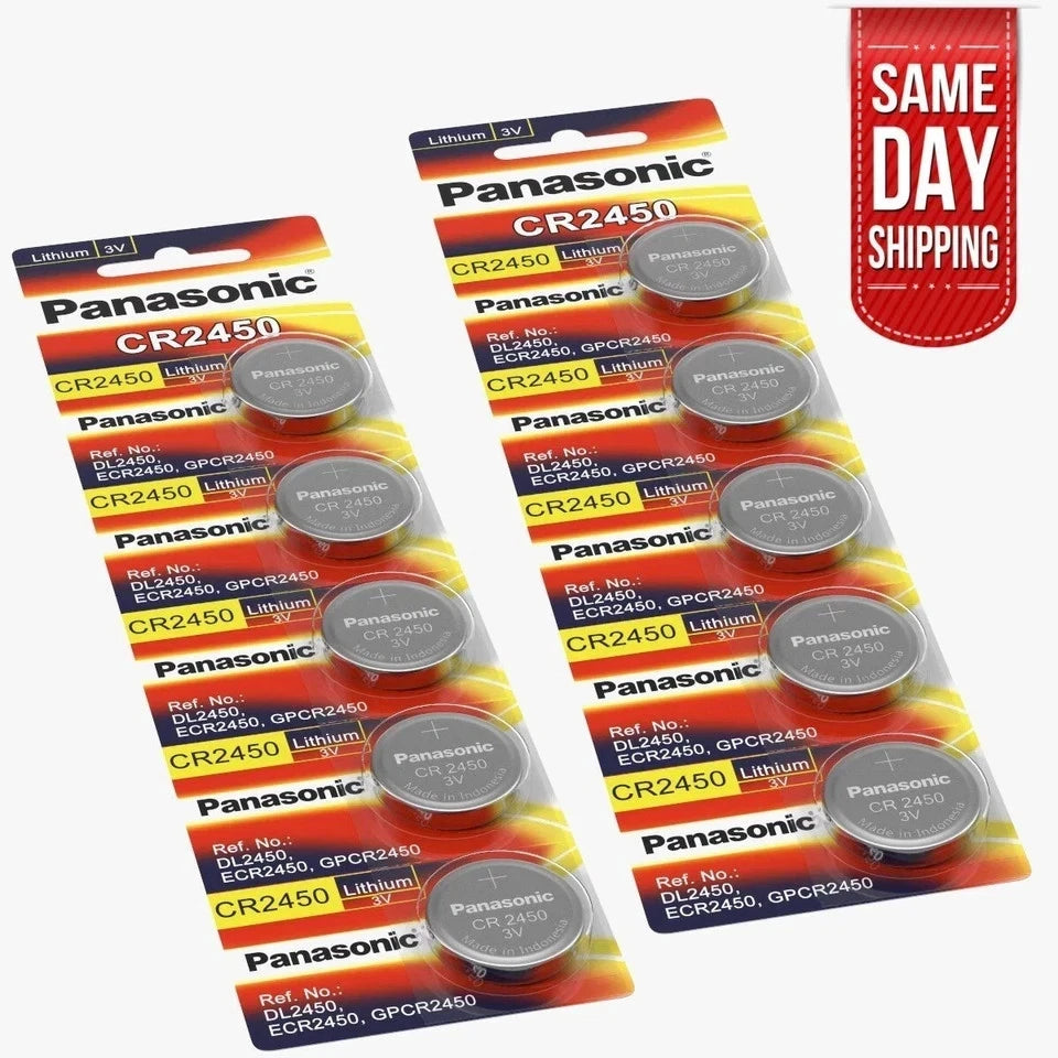 Panasonic CR2450 ECR 2450 3V LITHIUM Coin Cells (10 Batteries) Fast Ship-Exp2033