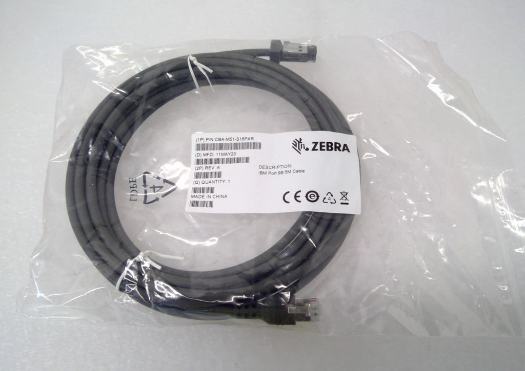 Zebra CBA-M51-S16PAR RS-485 Cable for MP6000 MP7000 MP7200 IBM Port 9B 12V 5M