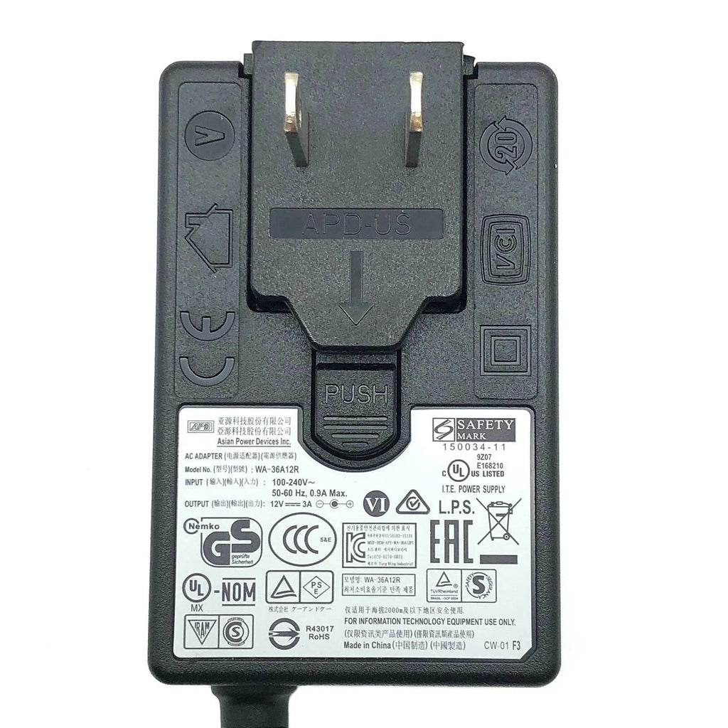 NEW Original APD WA-36A12R Wall Plug-In AC Adapter WA-36A12 12V 3A Power Charger