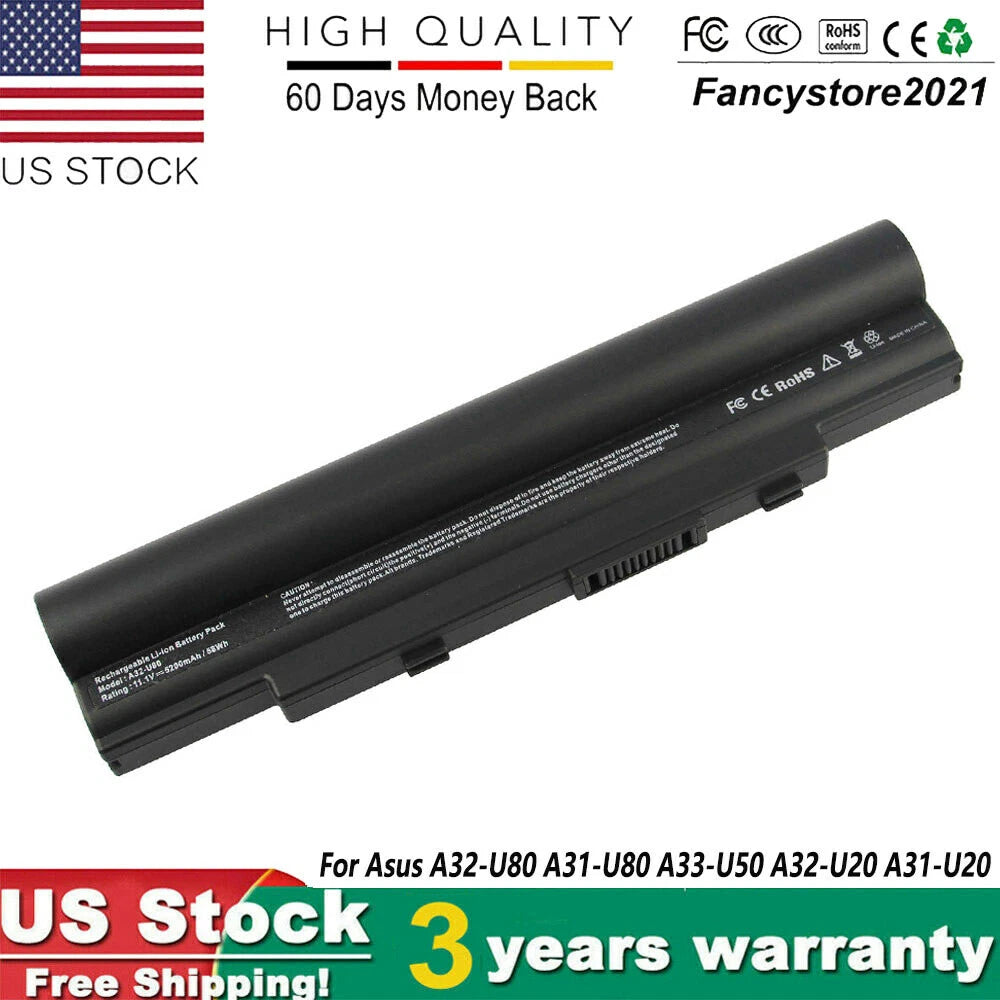 Battery for Asus U20A-B2 U50A U50F U50V U80A U81A U89V A32-U80 A31-U80 A32-U50