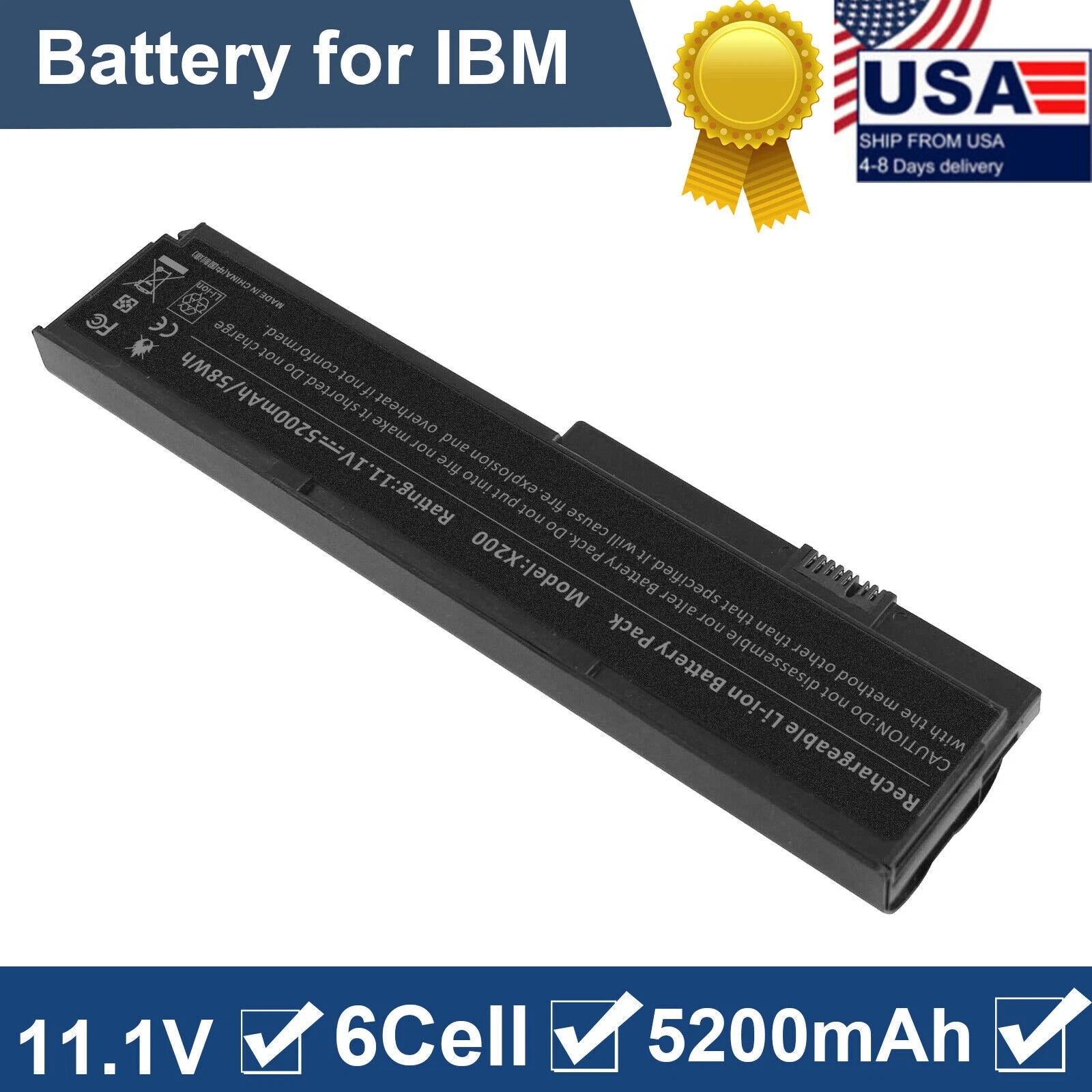NEW X200 Battery For IBM Lenovo ThinkPad X200s X201 X201i Series 42T4646 42T4647