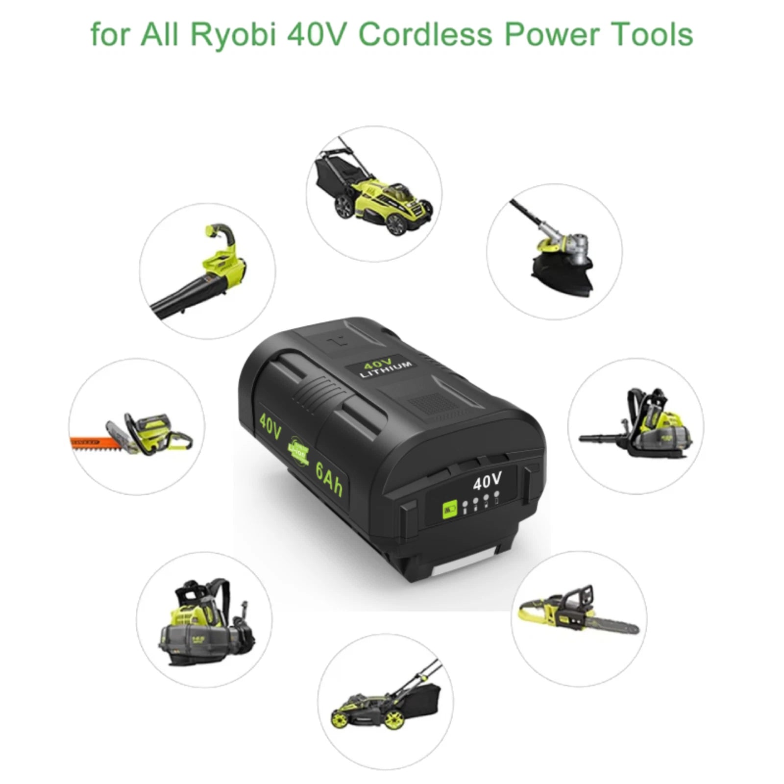 40V 6.0Ah Battery for Ryobi 40 Volt Lithium OP4050 OP40602 OP40261 OP4060 OP4030
