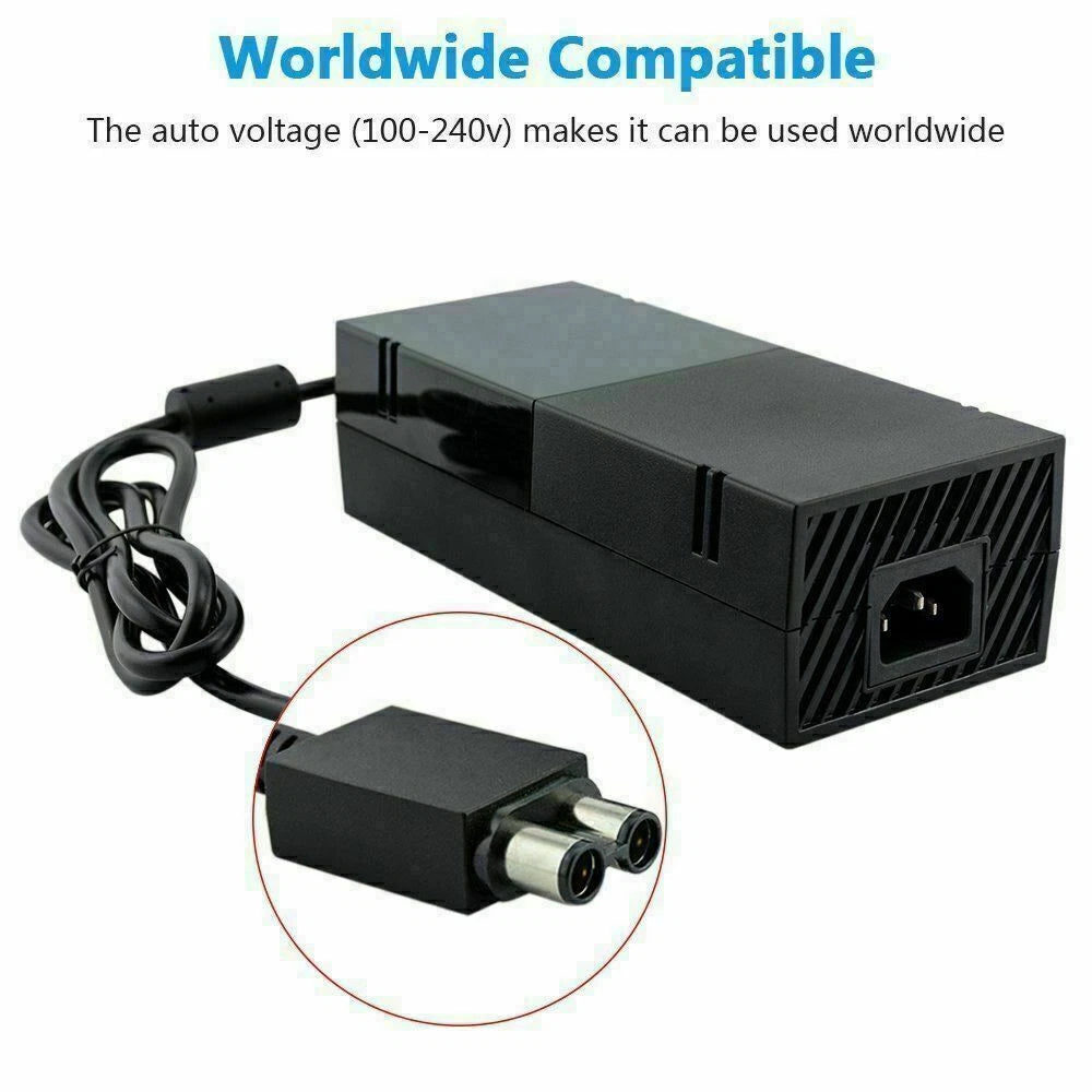For Microsoft Xbox One Console AC Adapter Brick Charger Power Supply Cord Glossy