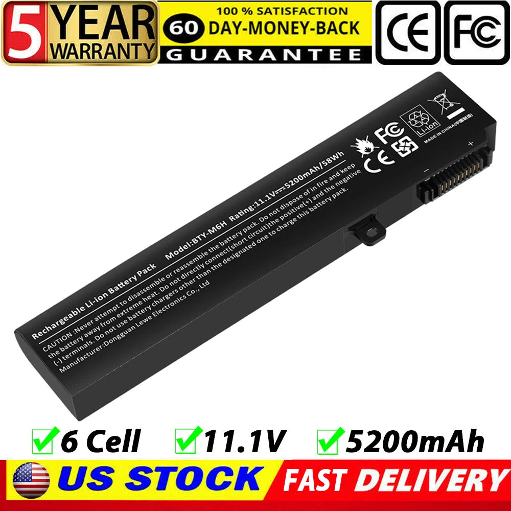 For MSI GL65 GL75 Leopard Series 11.1V 5200MAH BTY-M6H Battery S9N-746H280-SB3