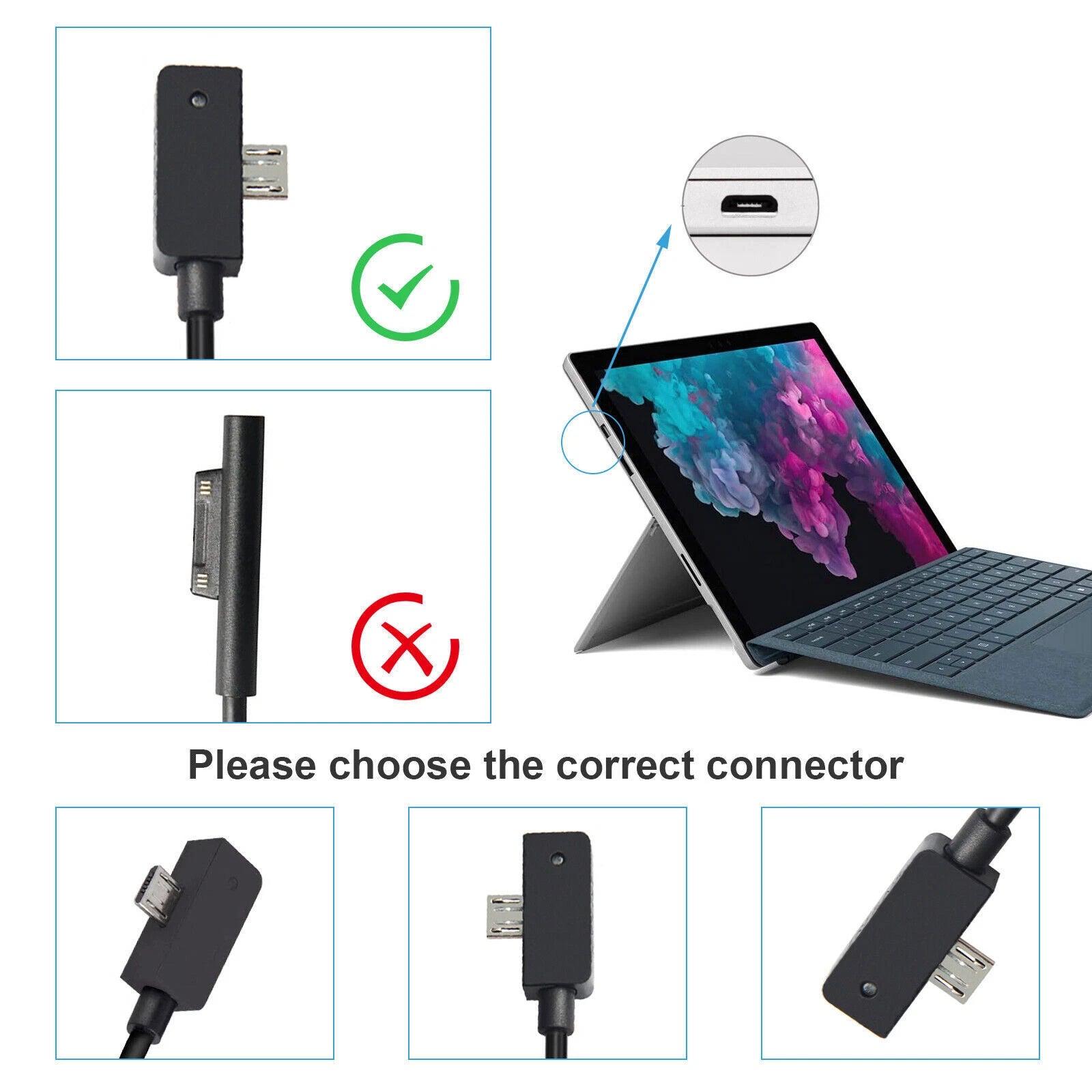 Charger For Microsoft Surface Pro 9 8 X 7 6 5 4 3 2 1 Laptop RT1/2 Power Adapter