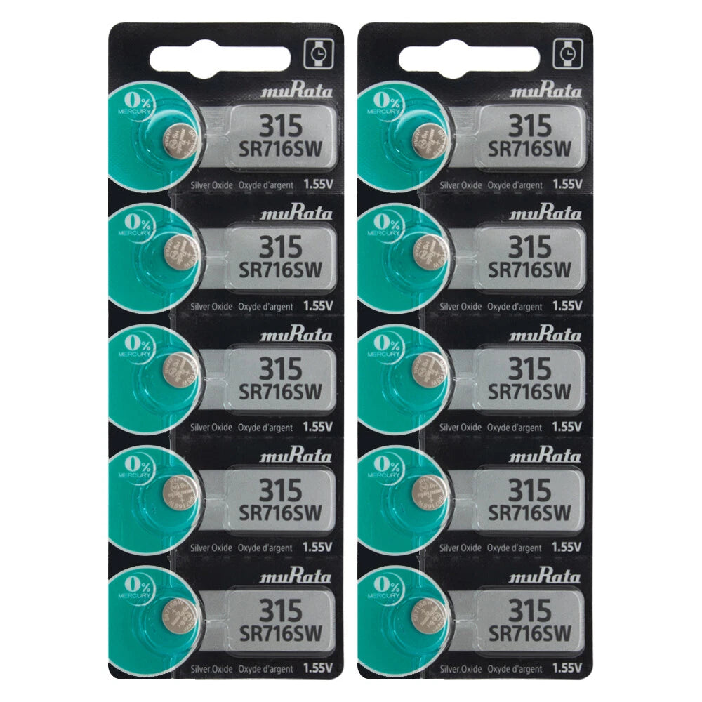 20 PCS Murata 315 WATCH BATTERIES SR716SW SR716W - Replaces Sony
