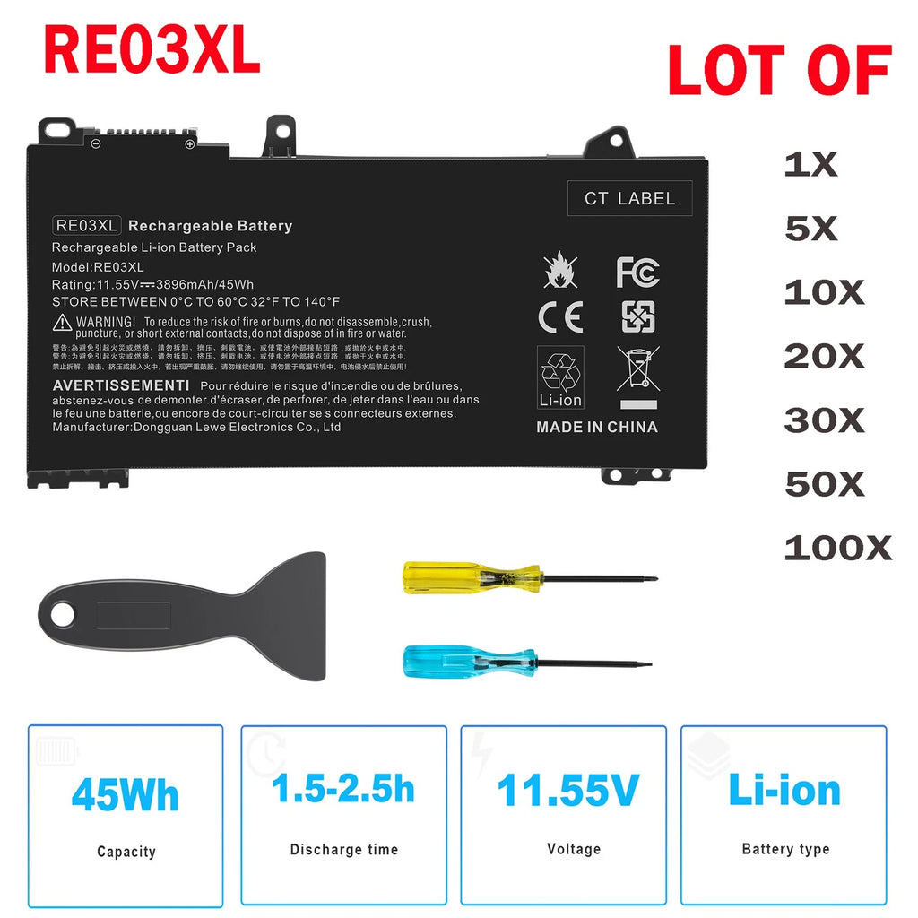 ??LOT RE03XL Battery For HP ProBook 430 440 445 450 455R G6 G7 L32407-AC1 Series