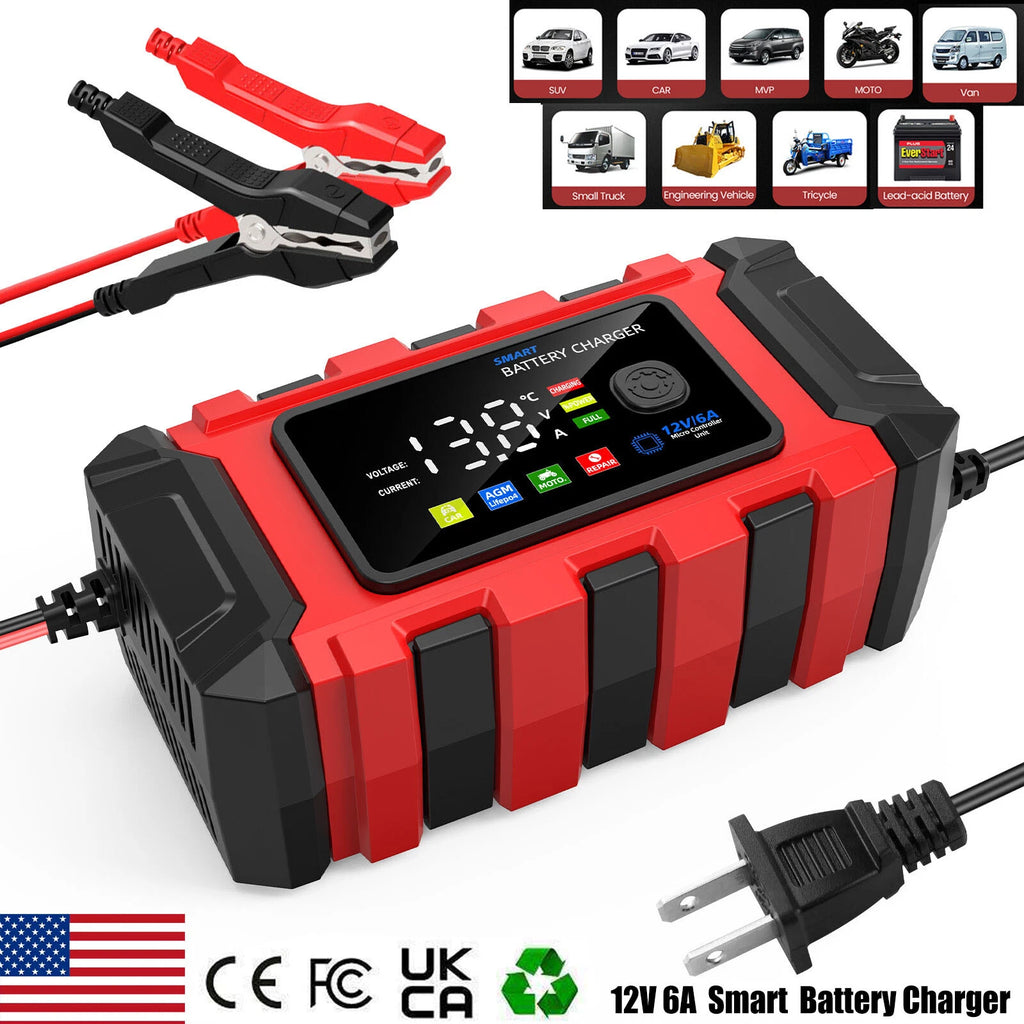 12V Smart Car Battery Charger Automatic Lifepo4 Repair Maintainer Trickle Boat