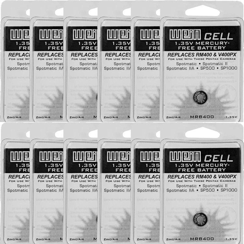 12 Pcs Wein Cell MRB400 Zinc Air 1.35V Battery, RM400 EPX400