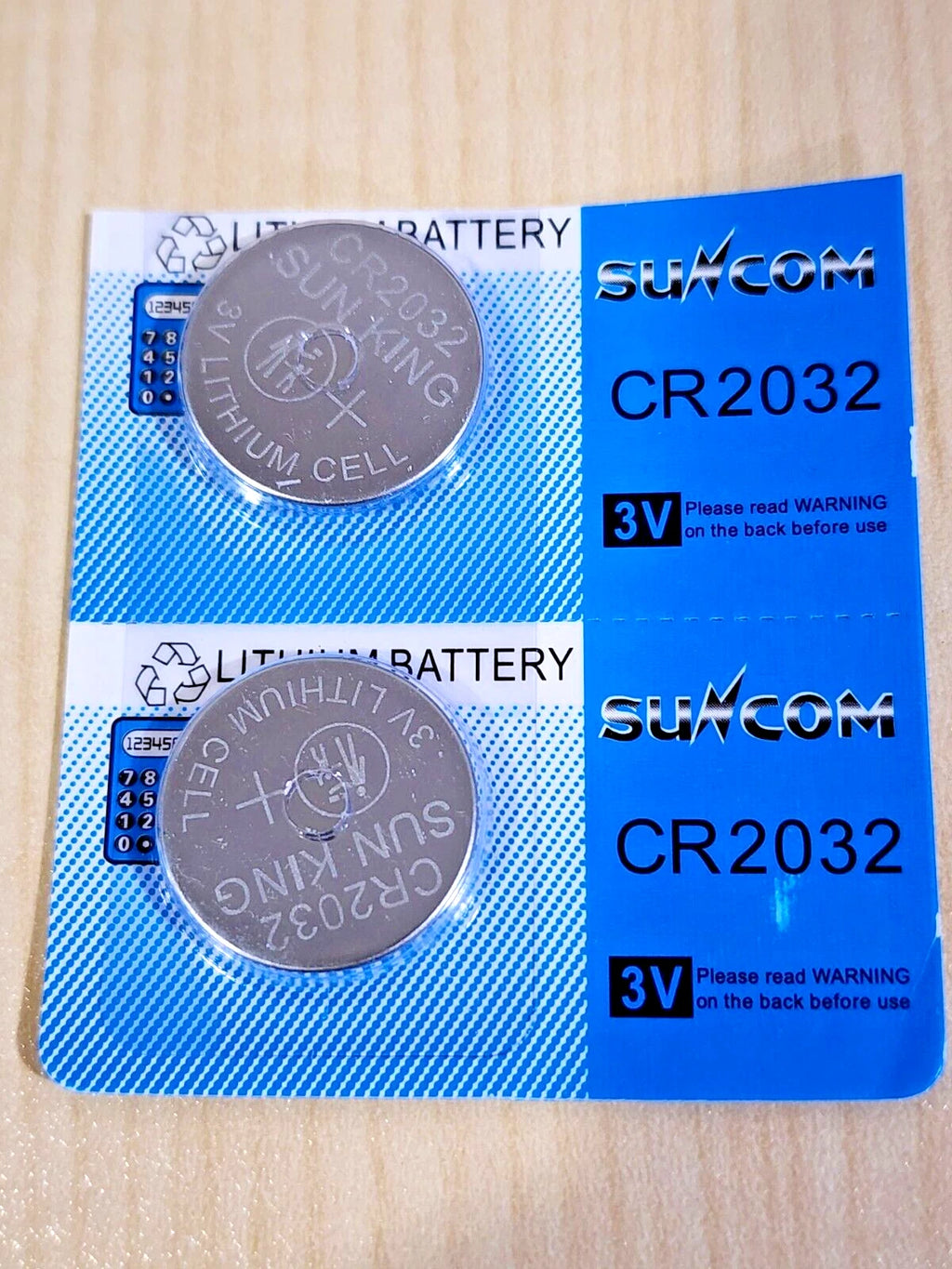 2 New SUNCOM/SUNKING CR2032 CR 2032 ECR2032 3v lithium Battery key fobs
