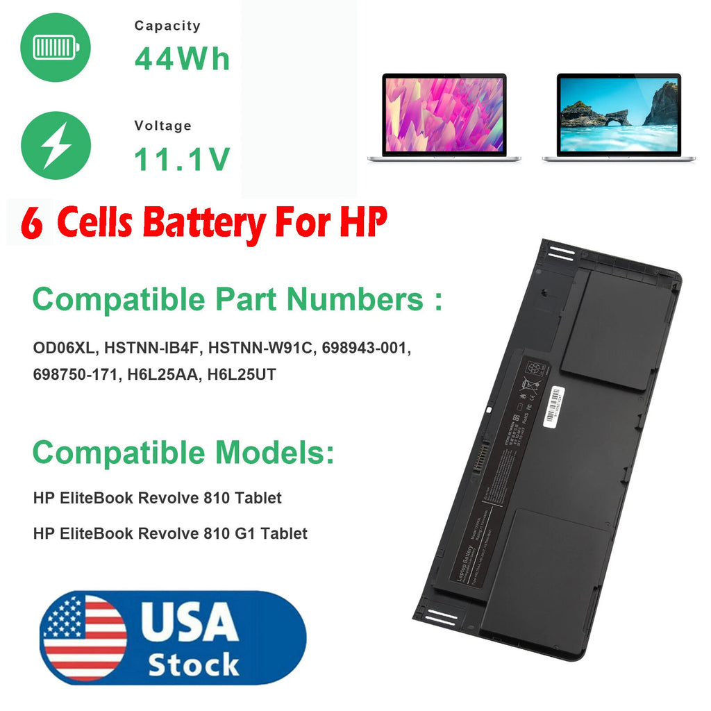 6Cell OD06 OD06XL Battery For HP Elitebook Revolve 810 G1 G2 G3 Serie 698943-001