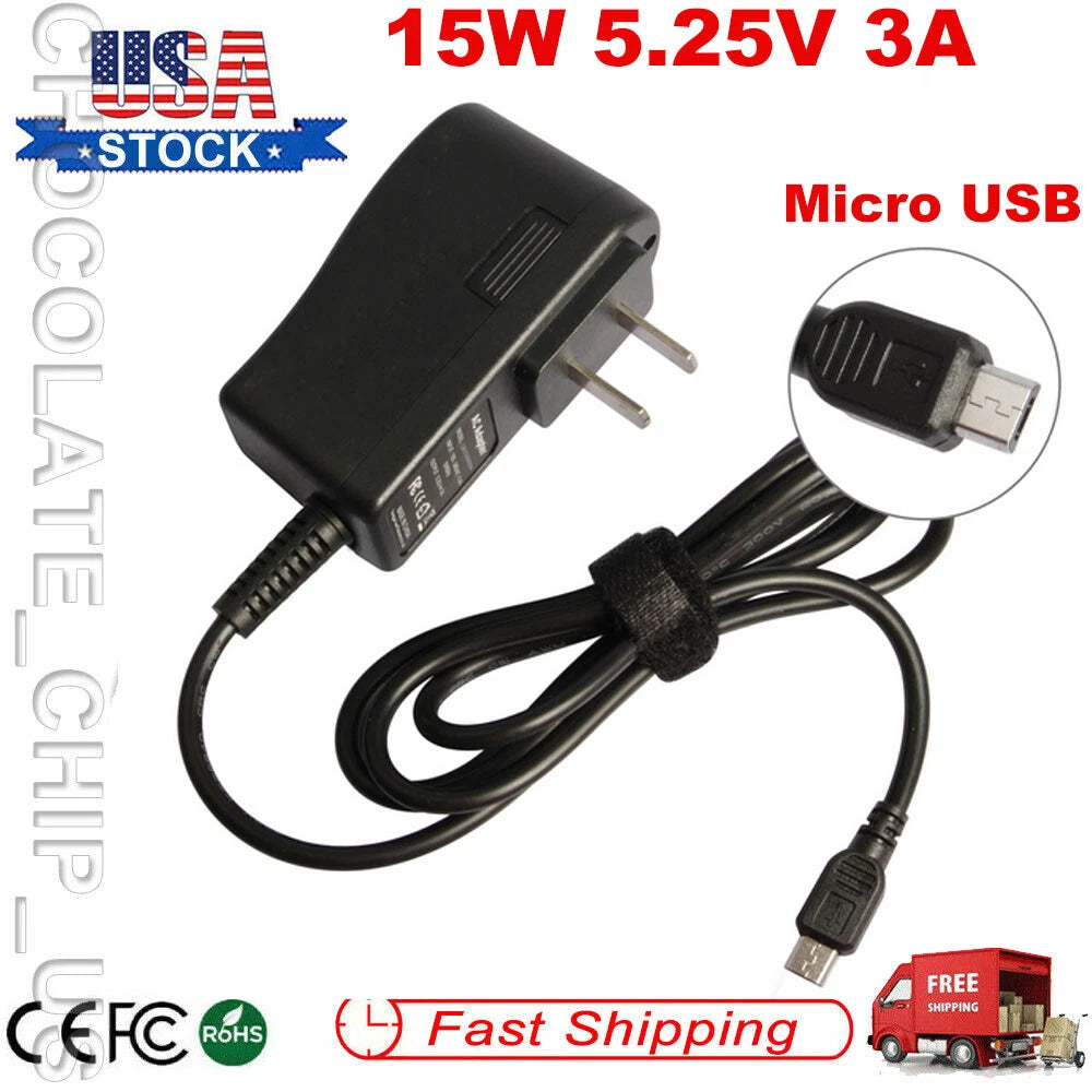 5.25V 3A Micro USB Power Adapter for HP Chromebook 11 G1 G2 G3 11-1101 1101us