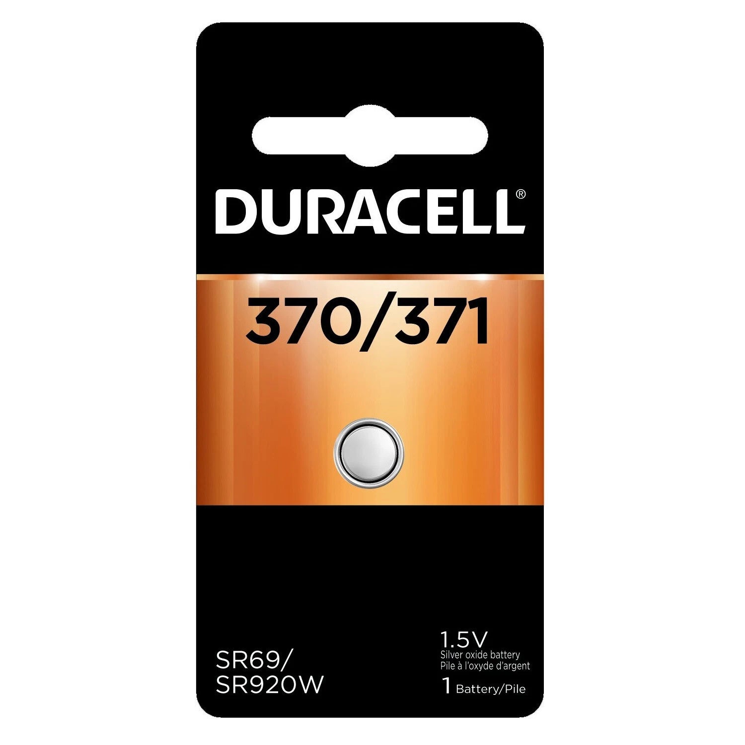 2 370/371 Duracell Silver Oxide Batteries (AG6, D370, D371, G64, SR69, SR920W)
