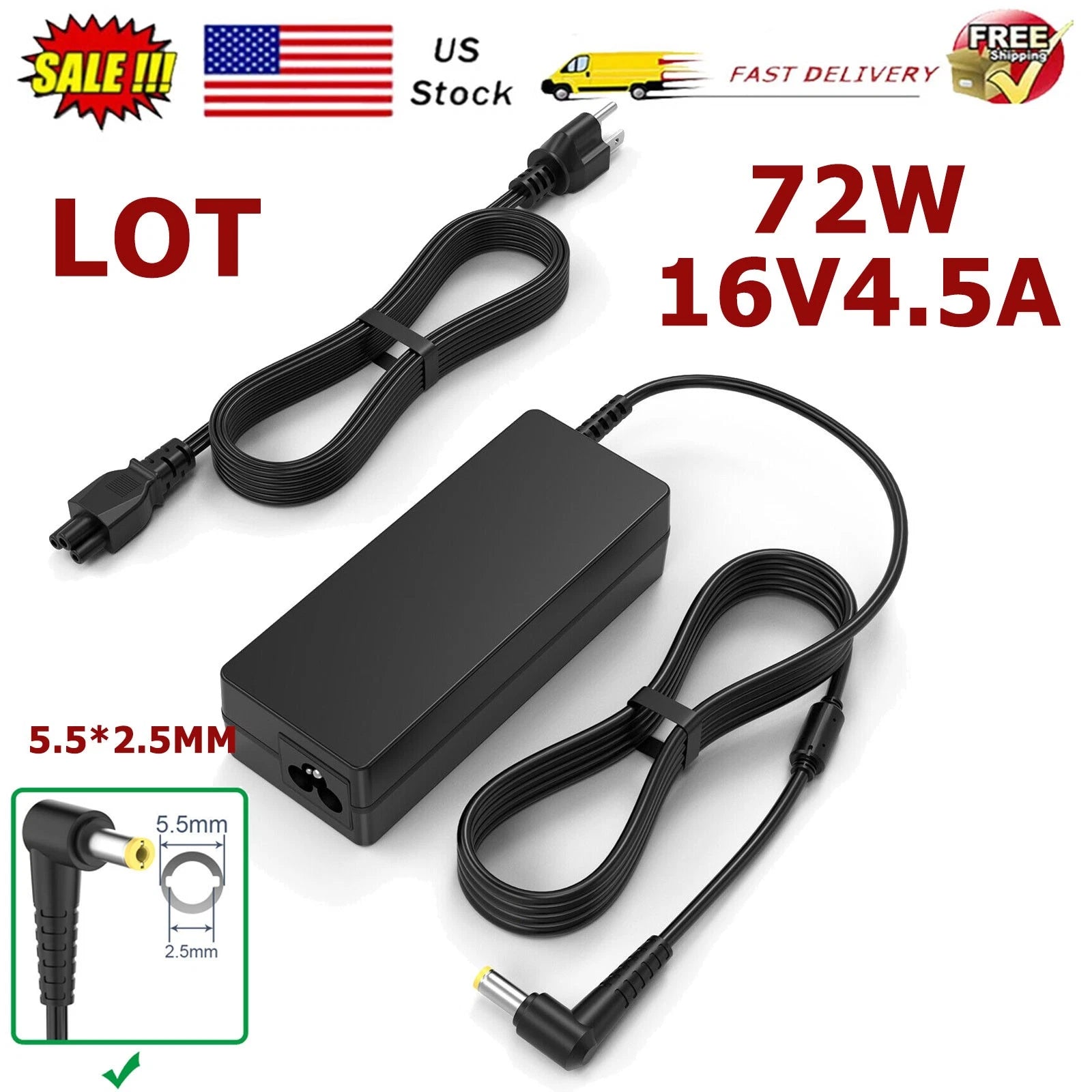 LOT 72W Adapter Charger For Panasonic ToughBook CF-18 CF-19 CF-29 CF-30 CF-73 US