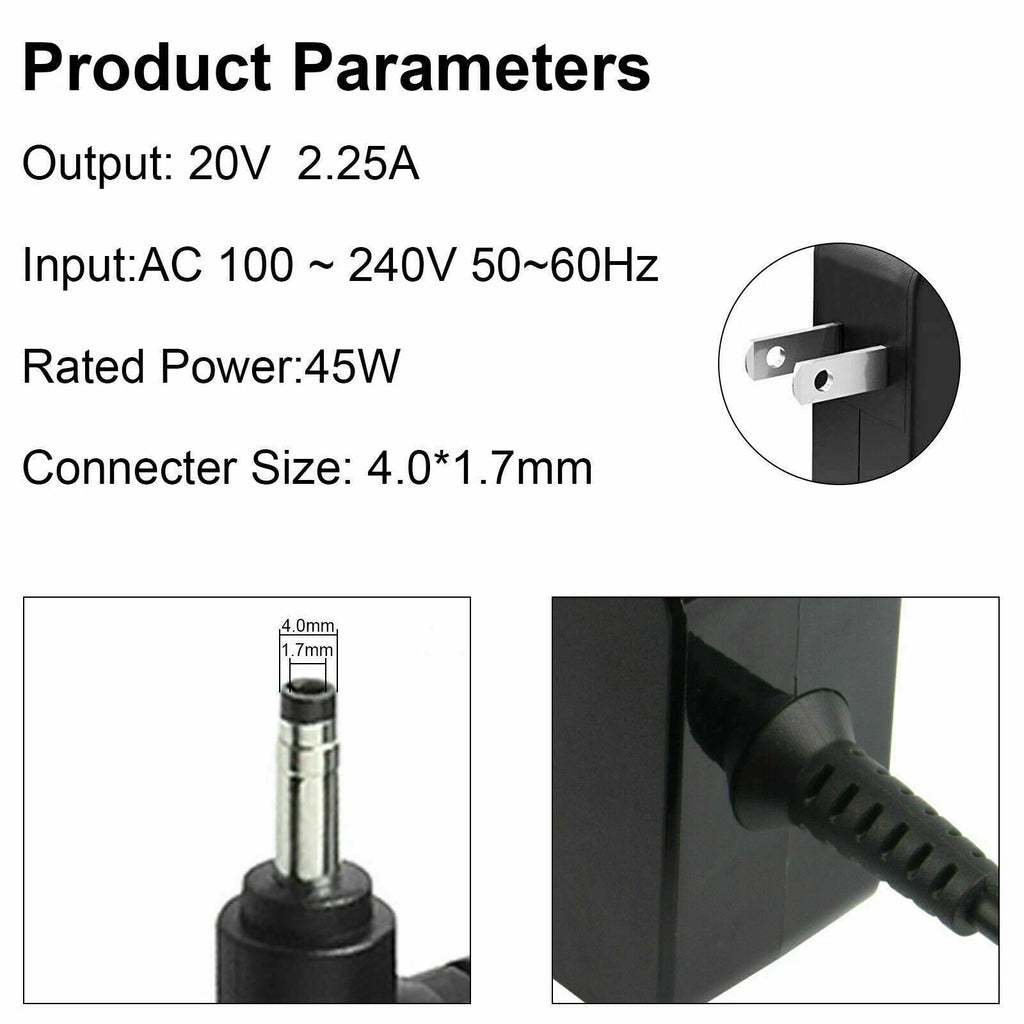 For Lenovo Charger Ideapad 100s Input 20V 2.25A 45W AC Adapter ADL45WCC ADL45WCD