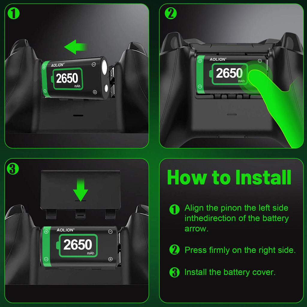 For XBOX ONE Controller Play Dual Charging Dock + 2x Rechargeable Battery Pack